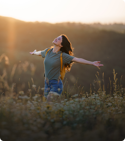 Person embracing the outdoors