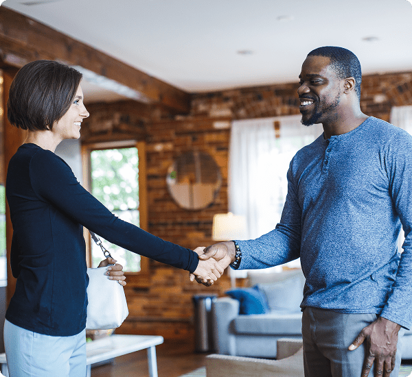 Meeting in a casual home setting