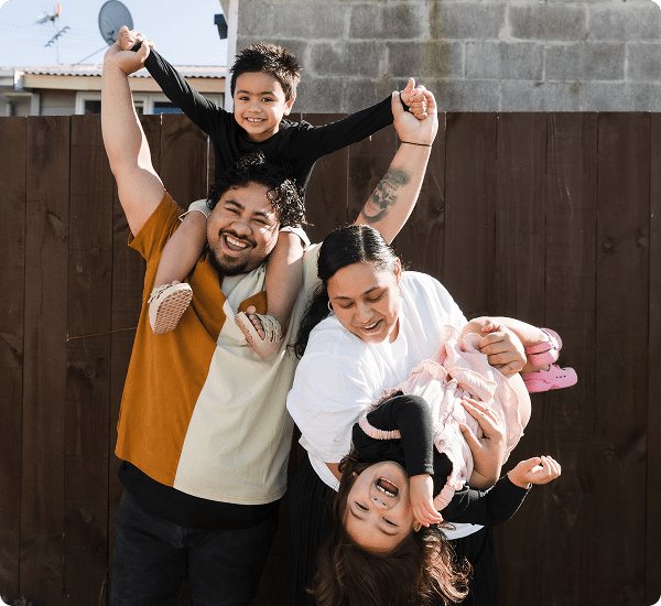 Family playing together outdoors