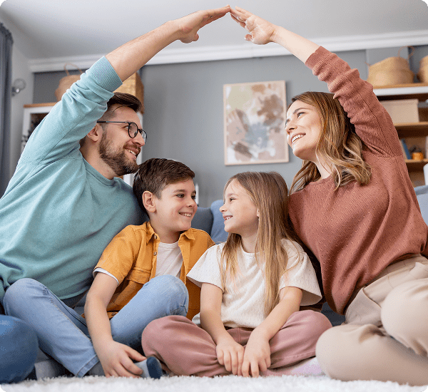 Family creating a hand arch together