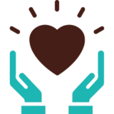 Hands holding a heart icon