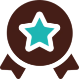 Award badge with blue star center