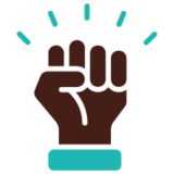 Fist icon on black background